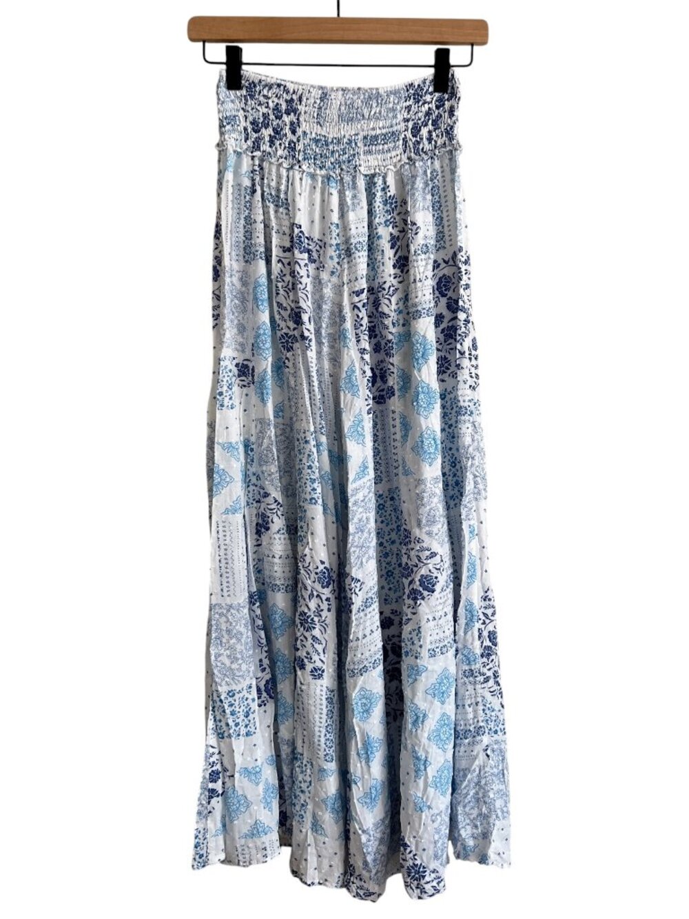 Surf Gypsy Blue White Printed Pull On Wide Leg Coverup Pants